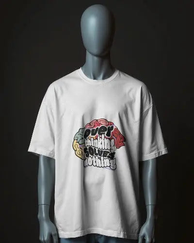 unisex oversized t-shirt.Over thinker solves nothing Savvy Space